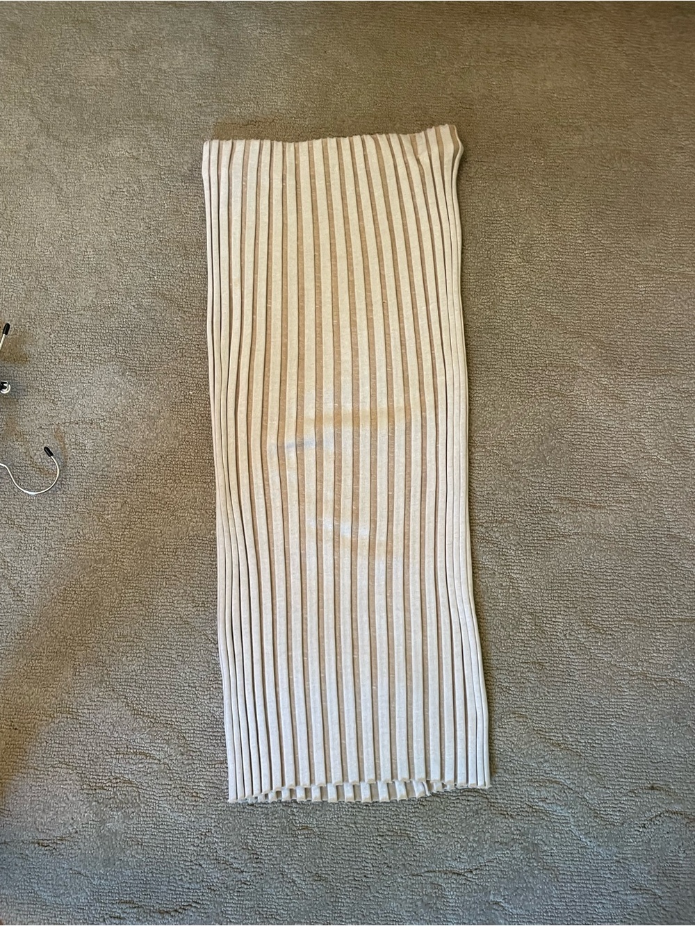Zara Ribbed Knit Cream Women’s Midi Skirt